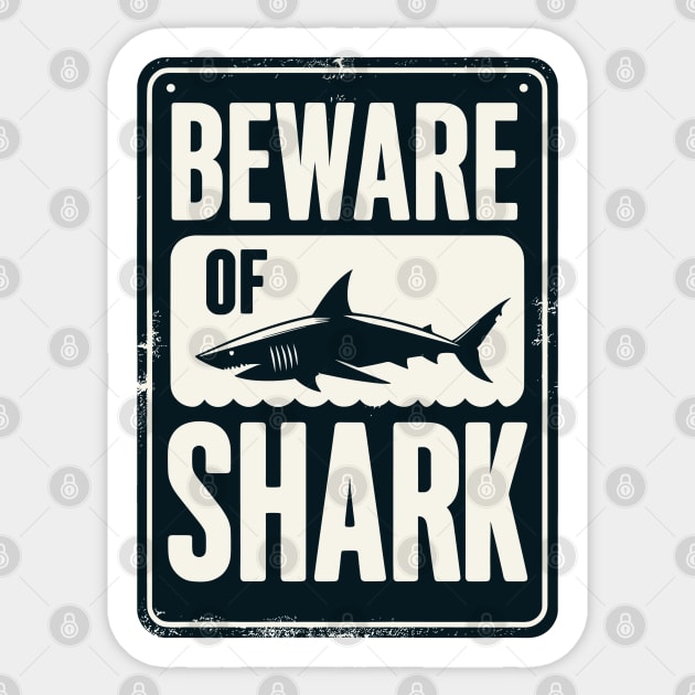 Vintage Beware of Shark Sticker by TomFrontierArt